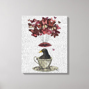 Blackbird In Teacup Canvas Print
