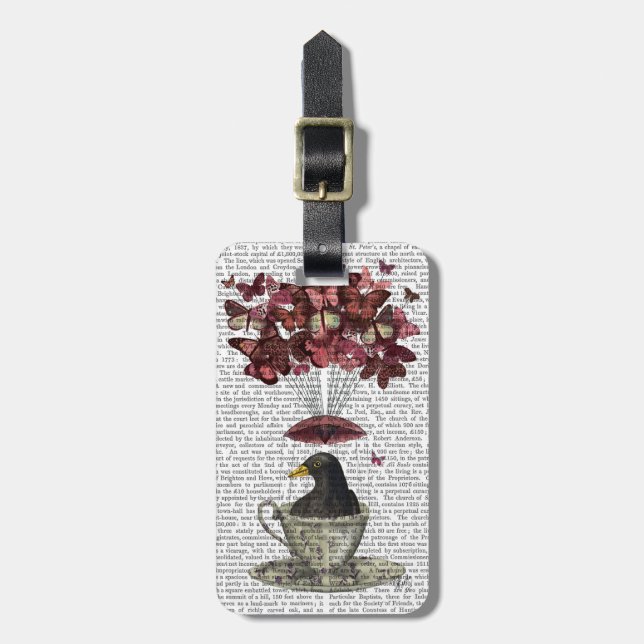 Blackbird In Teacup Luggage Tag (Front Vertical)