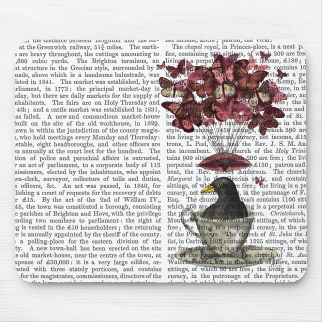 Blackbird In Teacup Mouse Mat (Front)