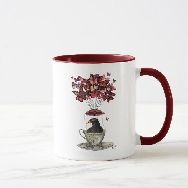 Blackbird In Teacup Mug (Right)