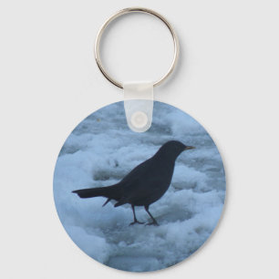 Blackbird on ice Keychain