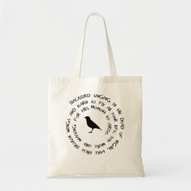 Blackbird Singing in The Dead of Night Bird Lyrics Tote Bag (Front)