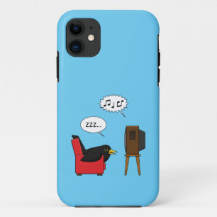 Blackbird Sleeping in Front of the TV Comic iPhone 11 Case