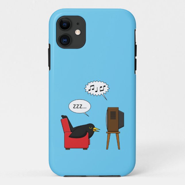 Blackbird Sleeping in Front of the TV Comic Case-Mate iPhone Case (Back)