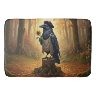 Blackbird The Artful Corvid Raven Bath Mat