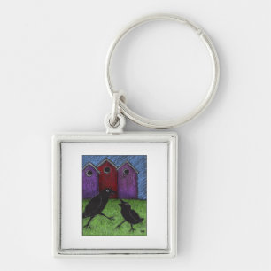 Blackbirds Playing Key Ring