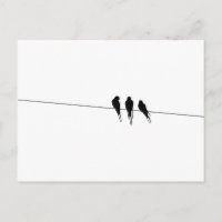 Blackbirds Silhouette on Wire
