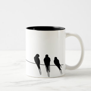 Blackbirds Silhouette on Wire Two-Tone Coffee Mug