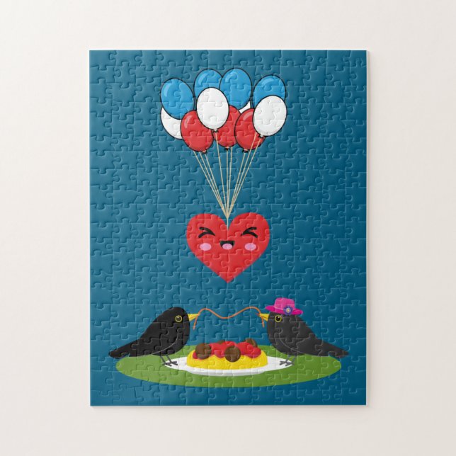 Blackbird's Spaghetti Meatballs Valentine's Date Jigsaw Puzzle (Vertical)