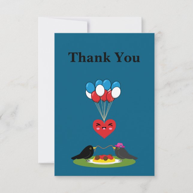Blackbird's Spaghetti Meatballs Valentine's Date Thank You Card (Front)