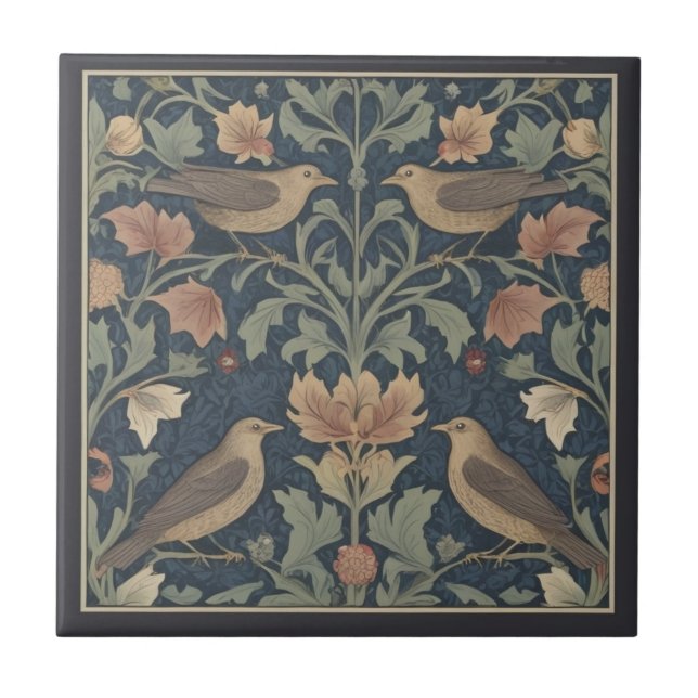 Blackbirds William Morris style Blackbird Tile (Front)