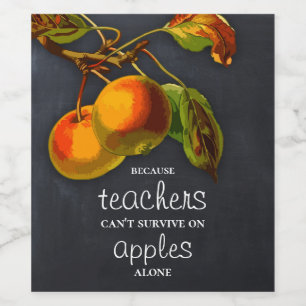 Blackboard Apple Teacher Appreciation Wine Label