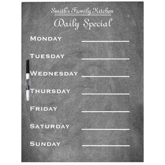 Blackboard Chalkboard Weekly Family Dinner Menu | Zazzle.co.uk