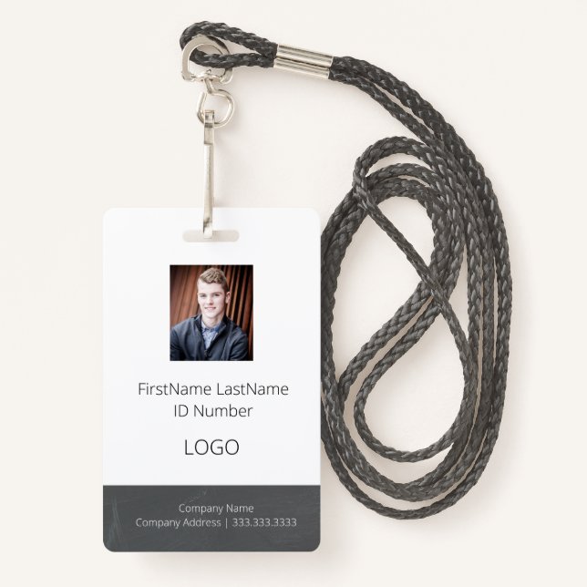 Blackboard Employee ID Badge with Barcode (Front with Lanyard)
