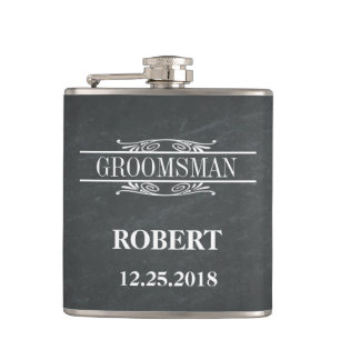 Blackboard Groomsman Wedding Hip Flask