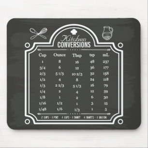 Blackboard Kitchen Conversion Chart Liquid Volume Mouse Mat