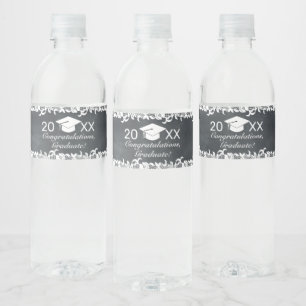 Blackboard & Lace Graduation Water Bottle Label