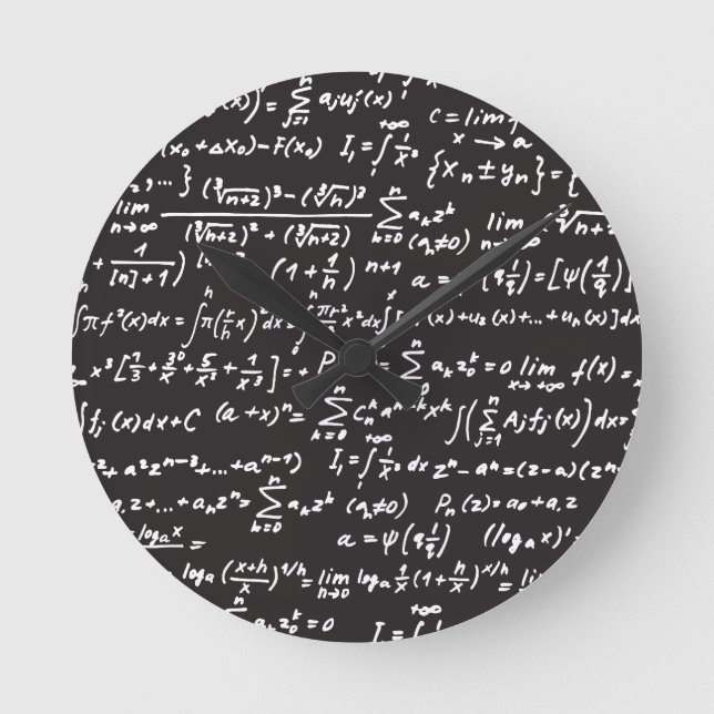 Blackboard Math Equations Round Clock (Front)