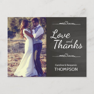 Blackboard Photo Wedding Thank You Postcard