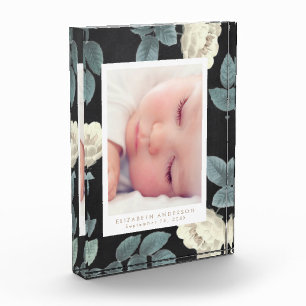 Blackboard Roses Vintage Floral Photo Block Frame