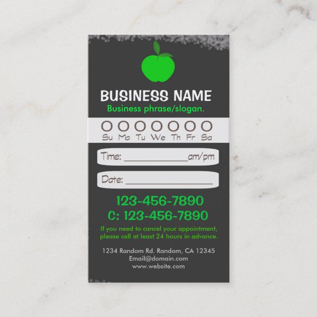 Blackboard teacher apple appointment cards (Front)