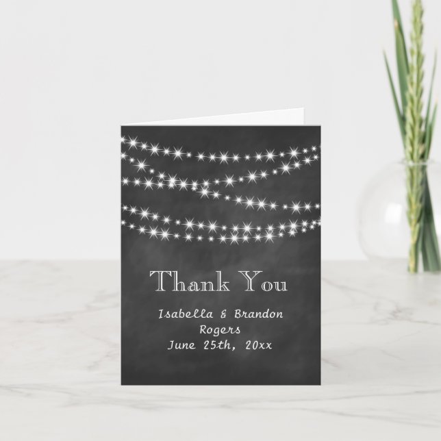 Blackboard Twinkle Lights Thank You Card (Front)