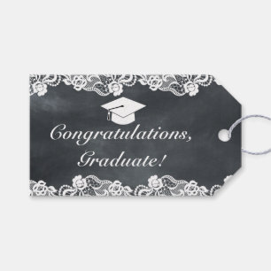 Blackboard & White Lace Graduation Congratulations Gift Tags