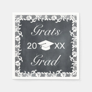 Blackboard & White Lace Grats Graduation Hat Cap  Napkin