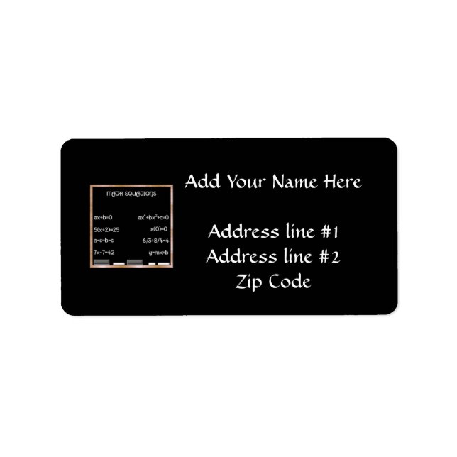 Blackboard with Math Equations Label (Front)