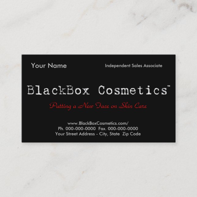 BlackBox Cosmetics, Independant Sales Associ... Business Card (Front)