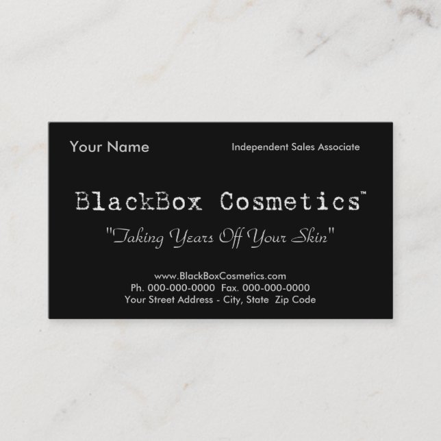 BlackBox Cosmetics, Independant Sales Associ... Business Card (Front)