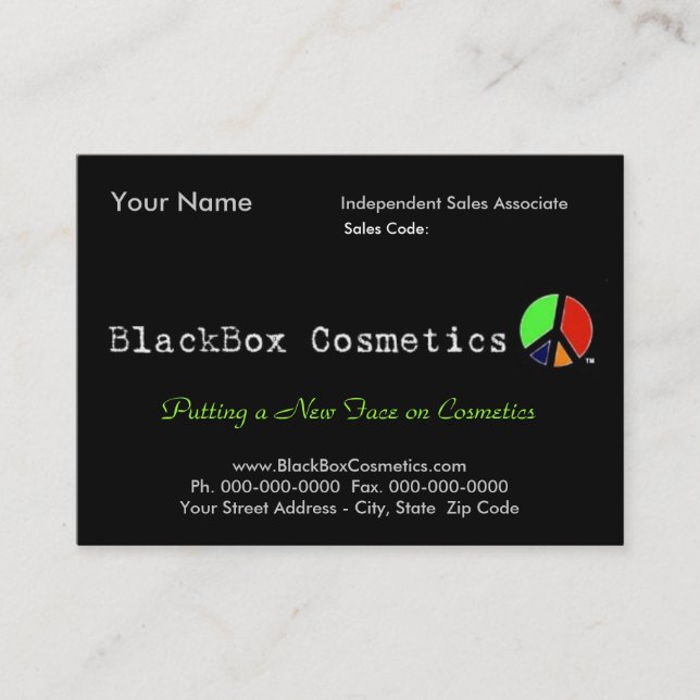 BlackBox Cosmetics, Independant Sales Associ... Business Card (Front)