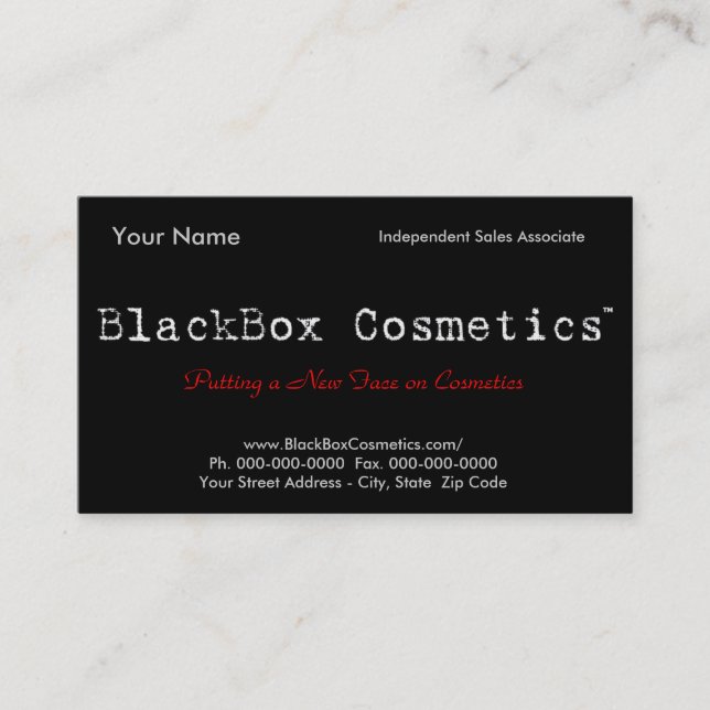 BlackBox Cosmetics, Independant Sales Associ... Business Card (Front)