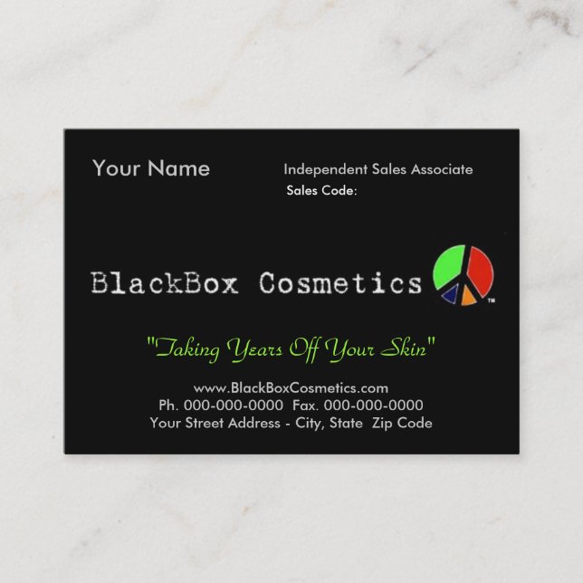 BlackBox Cosmetics, Independant Sales Associ... Business Card (Front)