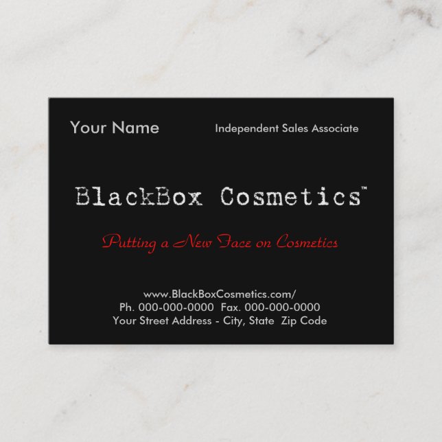 BlackBox Cosmetics, Independant Sales Associ... Business Card (Front)