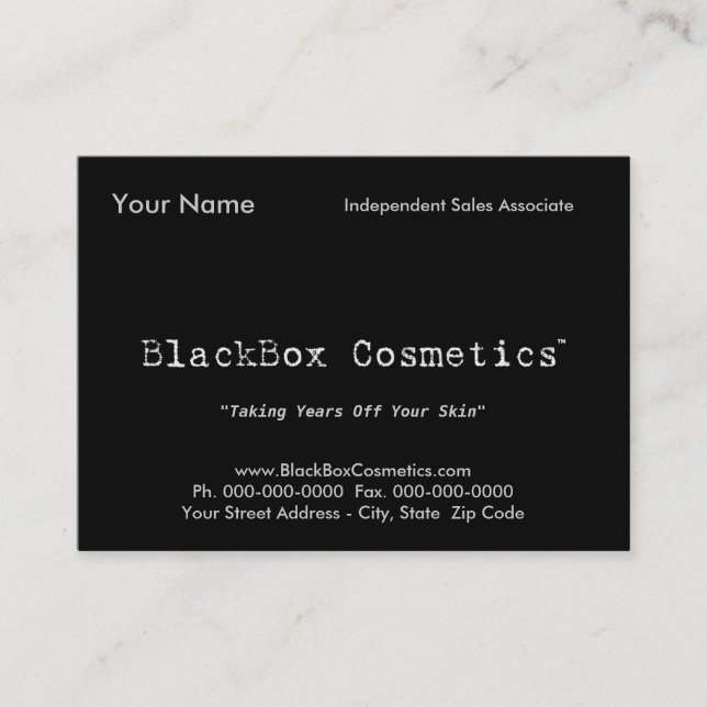 BlackBox Cosmetics, Independant Sales Associ... Business Card (Front)