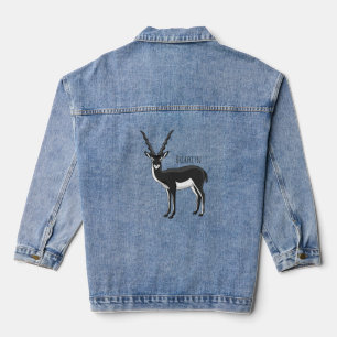 Blackbuck antelope illustration denim jacket
