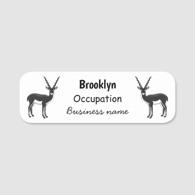 Blackbuck antelope illustration name tag (Front)