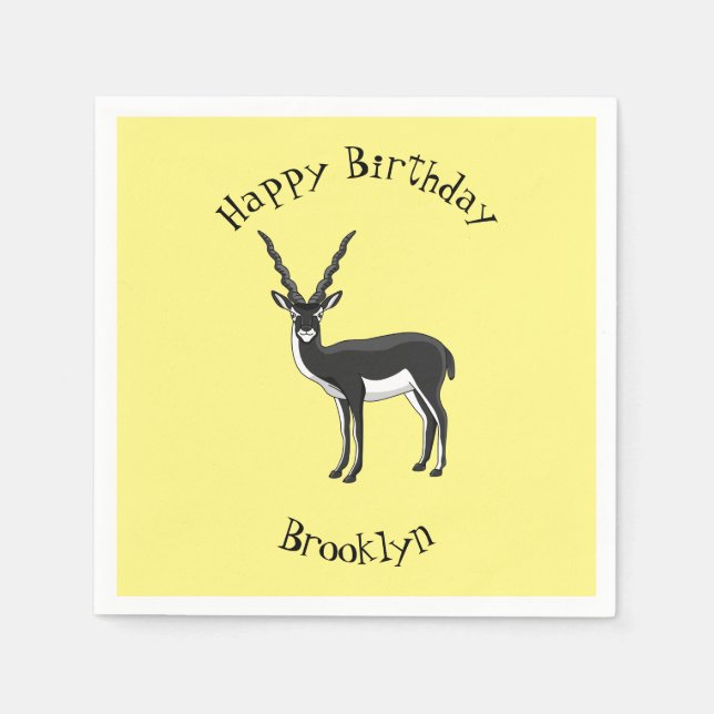 Blackbuck antelope illustration napkin (Front)