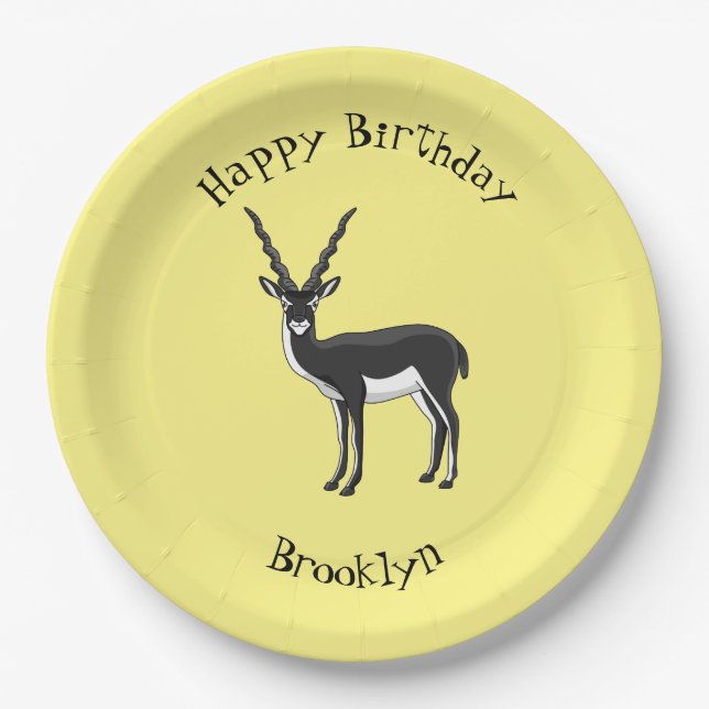 Blackbuck antelope illustration paper plate (Front)