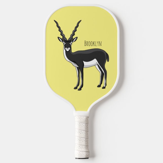 Blackbuck antelope illustration pickleball paddle (Front)