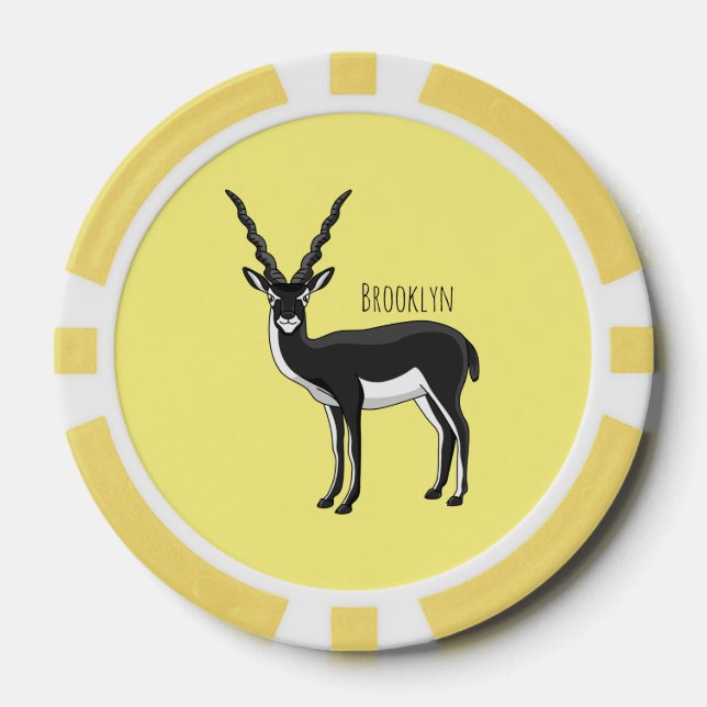 Blackbuck antelope illustration poker chips (Front)