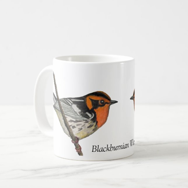 Blackburnian Warbler White Coffee Cup (Front Left)