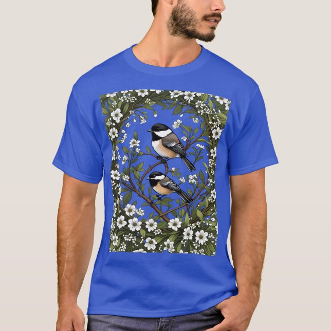 Blackcapped Chickadee Bird And Massachusetts Mayfl T-Shirt (Front)