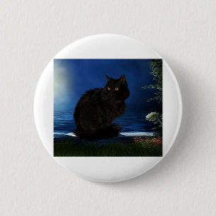 Blackcat Cat Black Domestic Animal 6 Cm Round Badge