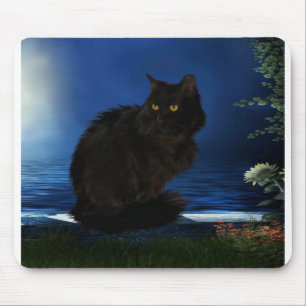 Blackcat Cat Black Domestic Animal Mouse Mat