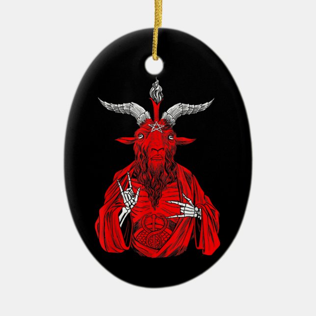 Blackcraft Antichrist Goat Satan Baphomet Ceramic Tree Decoration (Front)