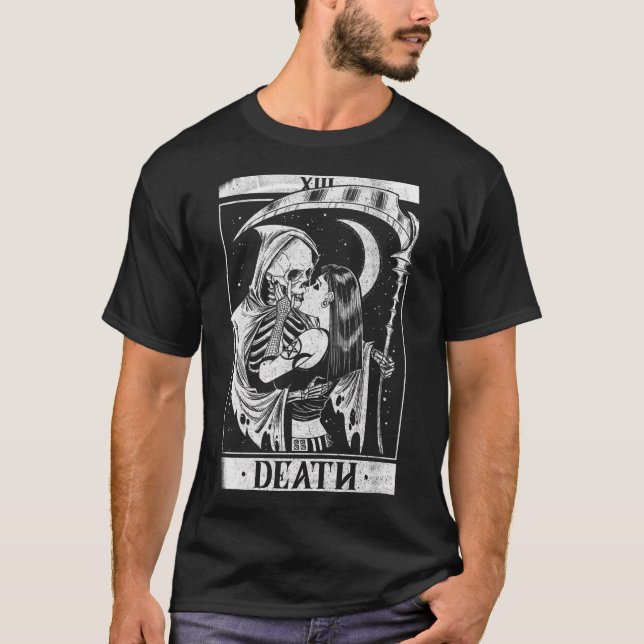 Blackcraft Death The Grim Reaper Kiss Tarot Card T-Shirt (Front)