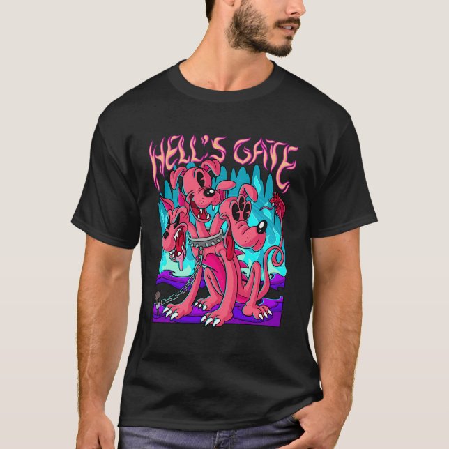 Blackcraft Kawaii Cerberus Hell'S Gate Retro Carto T-Shirt (Front)