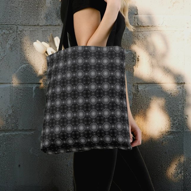 Blackened sparkling floral art tote bag (Creator Uploaded)